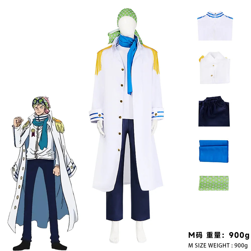 One Piece Koby Cosplay Costume — Marine Captain Uniform