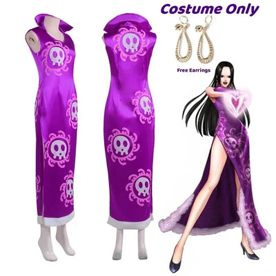One Piece Boa Hancock Cosplay Costume — Cheongsam Dress & Cloak