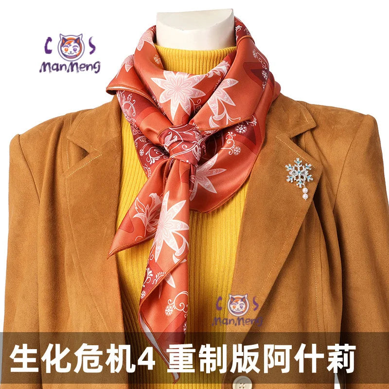 Resident Evil 4 Ashley Graham Cosplay Costume — Orange Jacket Set