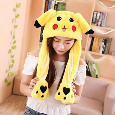 Pokémon Moving Ears Plush Hat – Cute Fluffy Pikachu, Gengar & Charmander Cosplay Hat for Kids & Adults