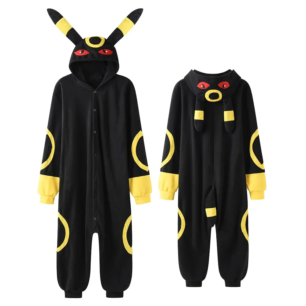 Pokémon Anime Onesie Kigurumi Cosplay Costume – Cozy Flannel Pajamas Jumpsuit for Adults