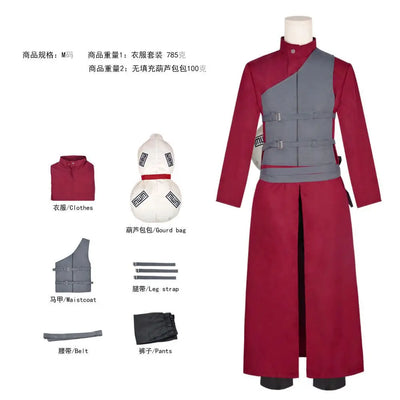 Anime Naruto Gaara Cosplay Costume – Premium Kazekage Uniform Outfit for Adults & Kids