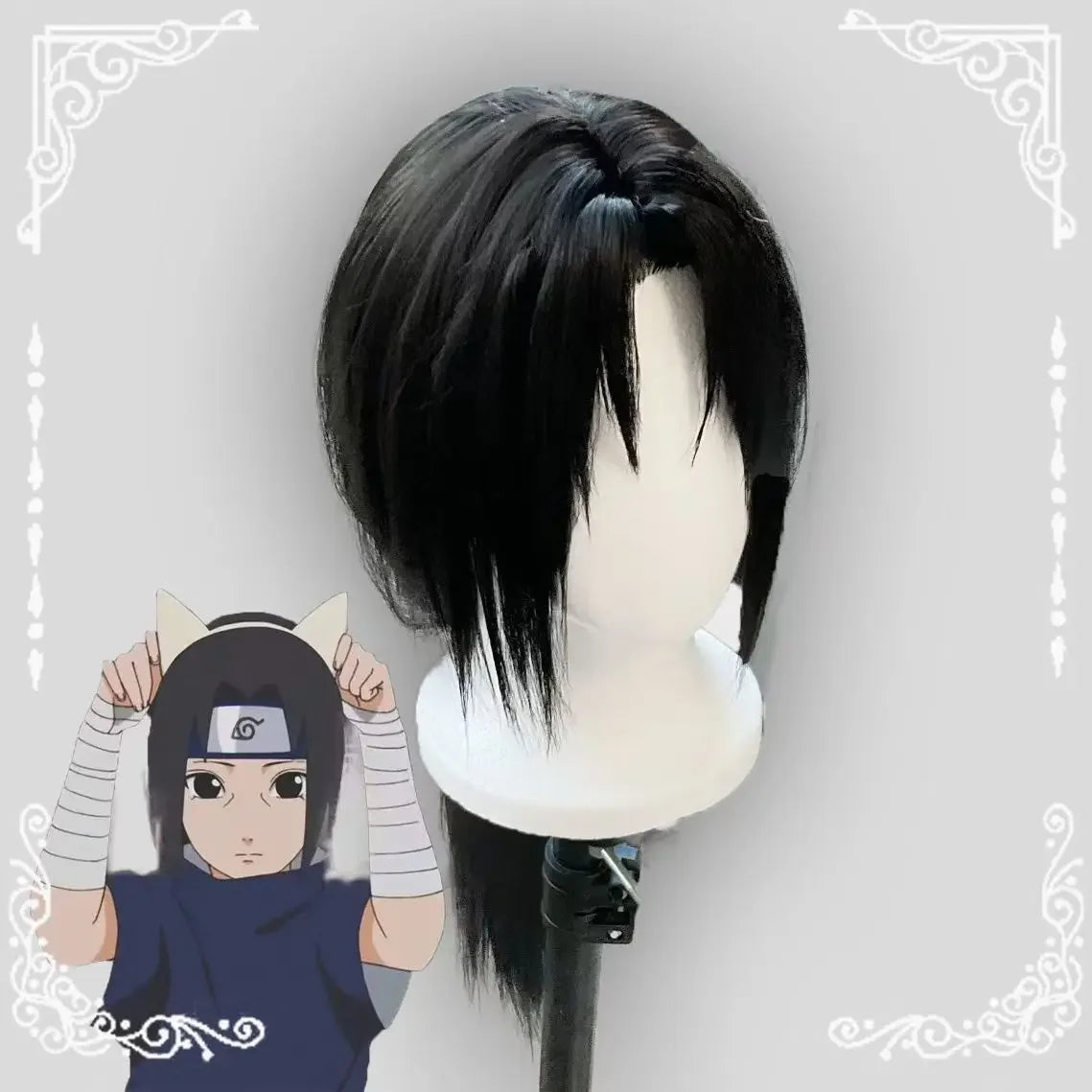 Anime Naruto Itachi Uchiha Cosplay Wig – Heat Resistant Synthetic Black Wig for Adults
