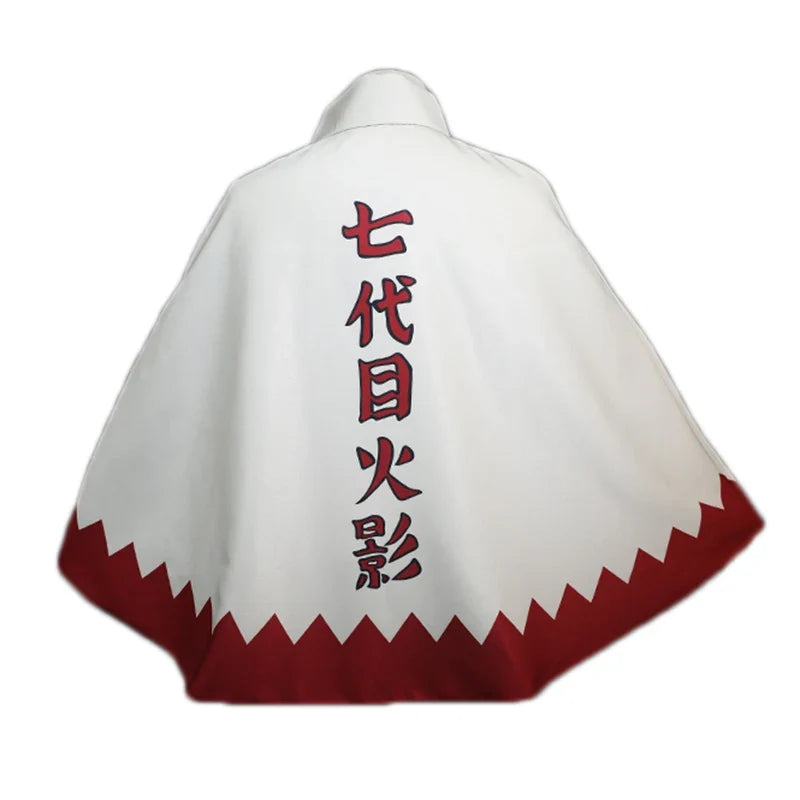 Anime Naruto 7th Hokage Cosplay Cloak – Premium White Flame Cape for Adults & Kids