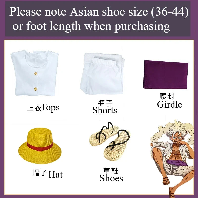 One Piece Luffy Gear 5 (Nika) Cosplay Costume — Wano Set