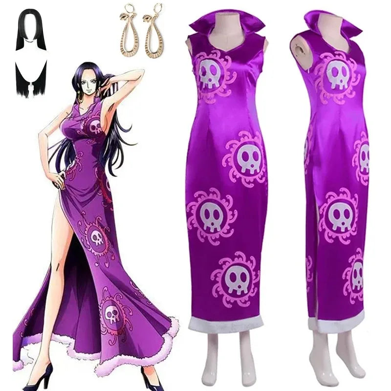 One Piece Boa Hancock Cosplay Costume — Cheongsam Dress & Cloak