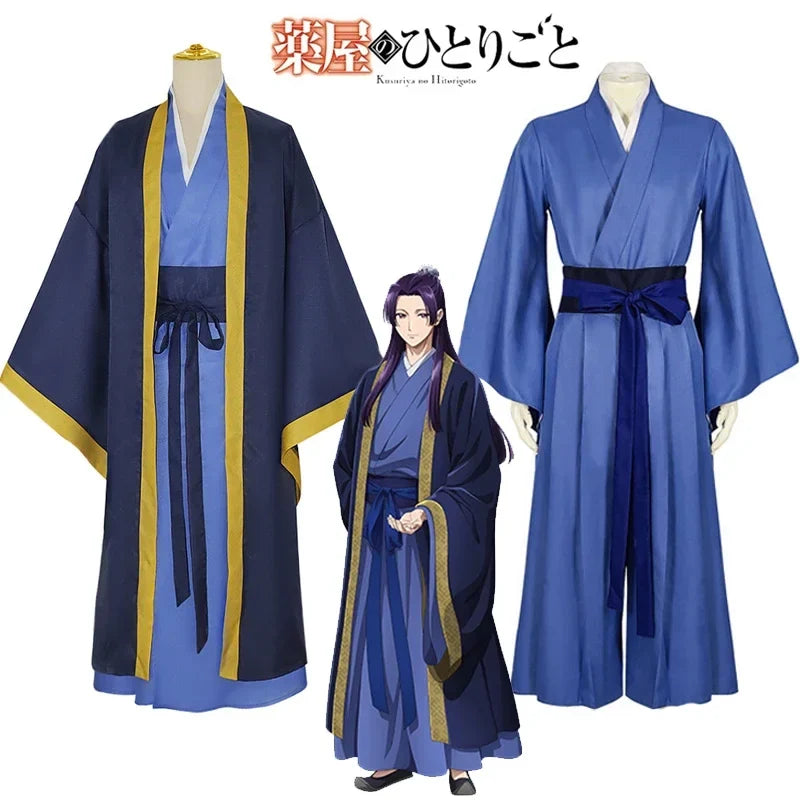 The Apothecary Diaries Jinshi Cosplay Costume — Blue Robe Set & Wig