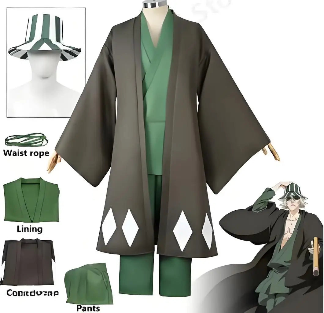 Bleach Urahara Kisuke Cosplay Costume — Kimono & Hat Set