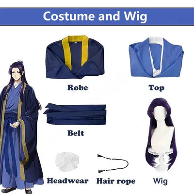 The Apothecary Diaries Jinshi Cosplay Costume — Blue Robe Set & Wig
