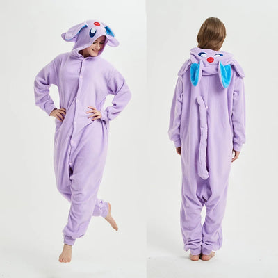 Pokémon Anime Onesie Kigurumi Cosplay Costume – Cozy Flannel Pajamas Jumpsuit for Adults