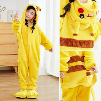 Pokémon Pikachu Warm Flannel Onesie – Cozy Hooded Sleepwear for Kids & Adults