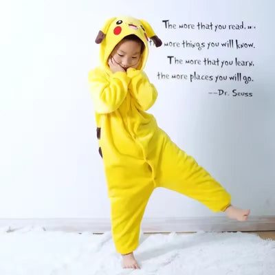 Pokémon Pikachu Warm Flannel Onesie – Cozy Hooded Sleepwear for Kids & Adults