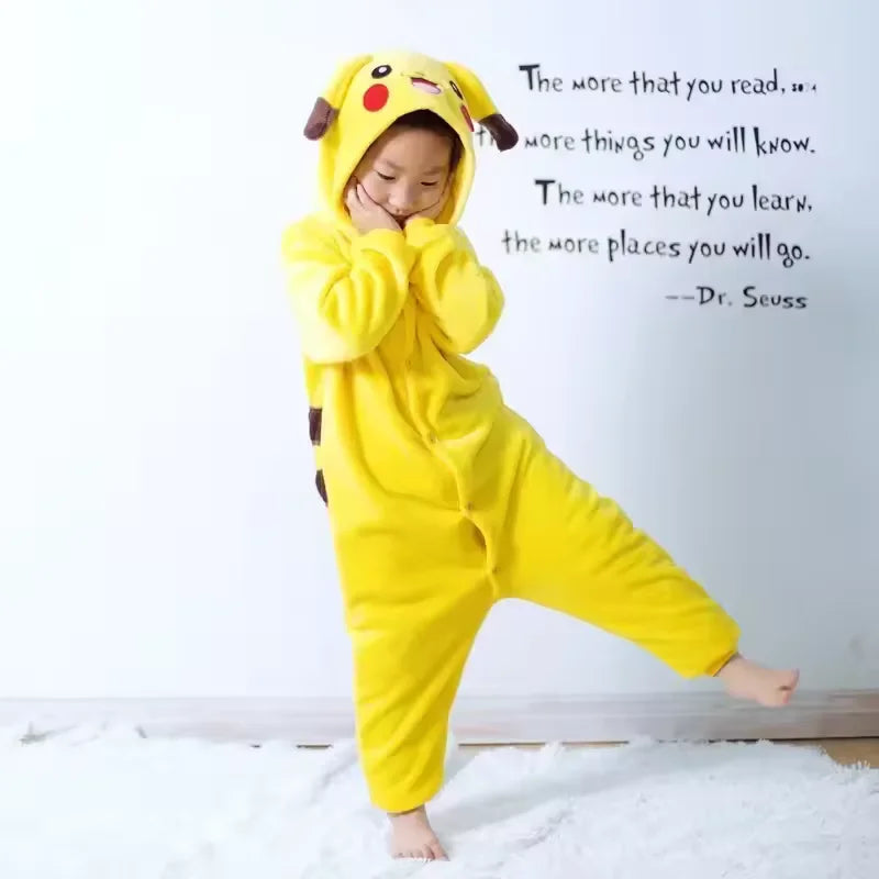 Pokémon Pikachu Warm Flannel Onesie – Cozy Hooded Sleepwear for Kids & Adults