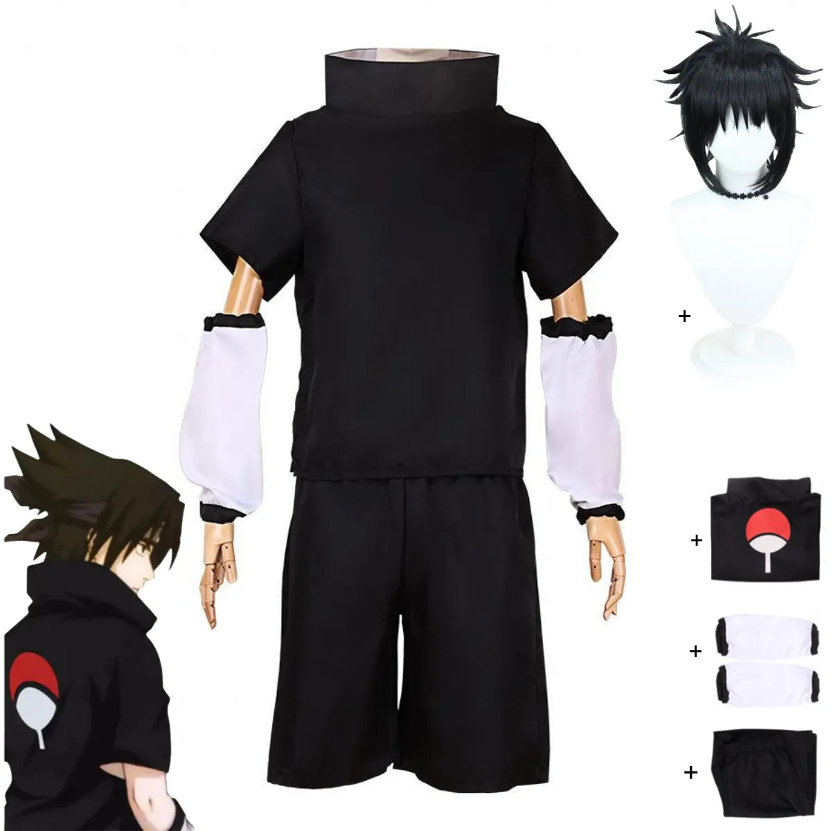 Naruto Sasuke Cosplay T-Shirt & Wig Set