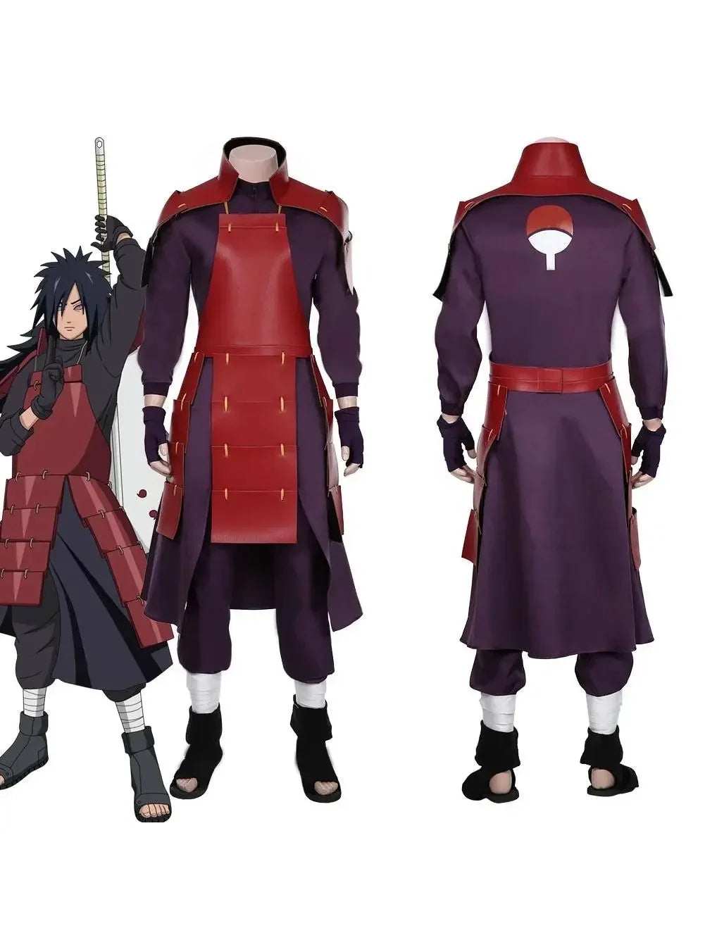 Naruto Uchiha Madara Cosplay Costume – Premium Full Set Ninja Armor & Suit for Halloween