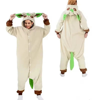 Pokémon Anime Onesie Kigurumi Cosplay Costume – Cozy Flannel Pajamas Jumpsuit for Adults