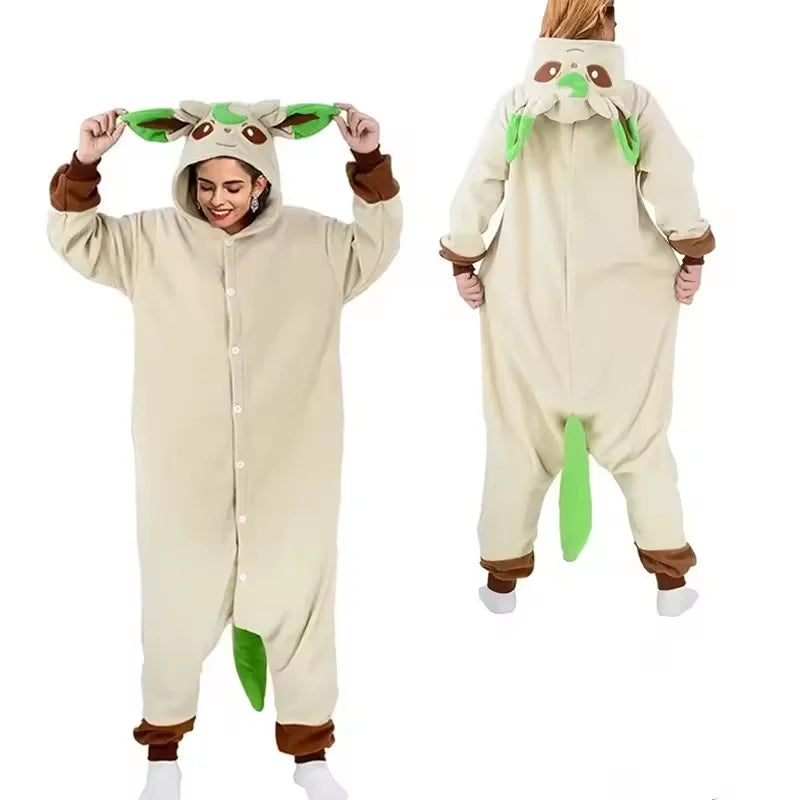 Pokémon Anime Onesie Kigurumi Cosplay Costume – Cozy Flannel Pajamas Jumpsuit for Adults