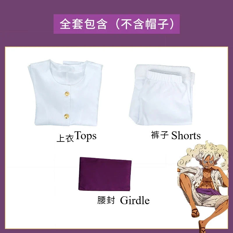 One Piece Luffy Gear 5 (Nika) Cosplay Costume — Wano Set