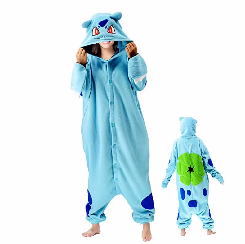 Pokémon Anime Onesie Kigurumi Cosplay Costume – Cozy Flannel Pajamas Jumpsuit for Adults