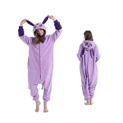 Pokémon Anime Onesie Kigurumi Cosplay Costume – Cozy Flannel Pajamas Jumpsuit for Adults