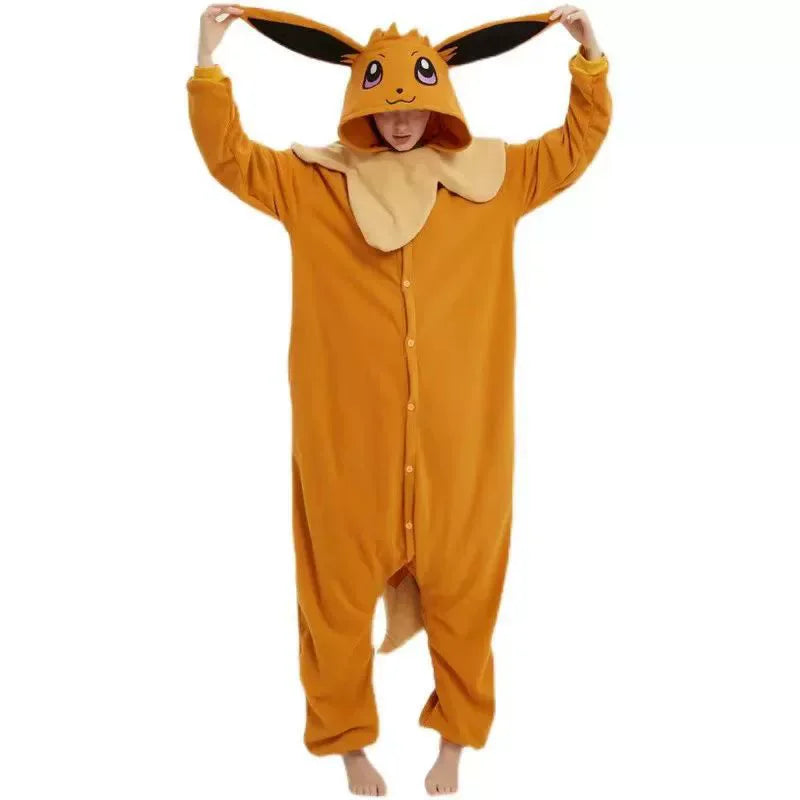 Pokémon Anime Onesie Kigurumi Cosplay Costume – Cozy Flannel Pajamas Jumpsuit for Adults