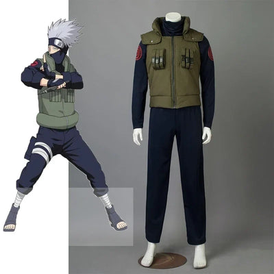 Anime Naruto Hatake Kakashi Cosplay Costume – Premium Ninja Uniform Full Outfit for Adults