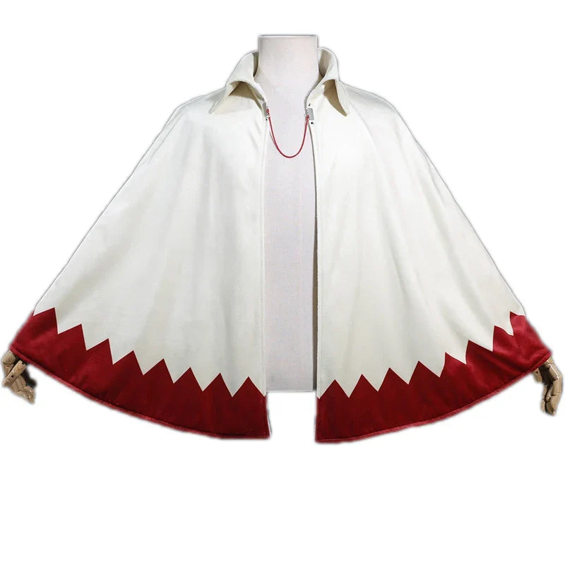Anime Naruto 7th Hokage Cosplay Cloak – Premium White Flame Cape for Adults & Kids