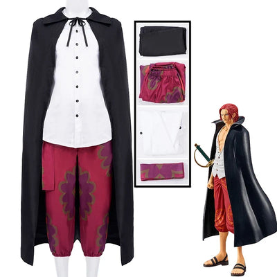 One Piece Shanks Cosplay Costume & Wig — Red Cloak Set