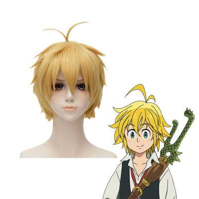 Anime The Seven Deadly Sins Meliodas Short Blond Cosplay Wigs
